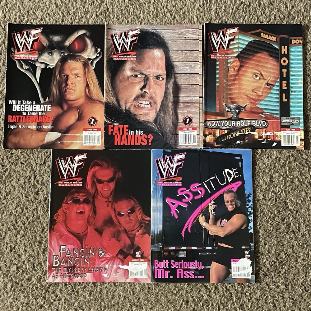 Vintage 1999 WWF Magazine Lot 5 Triple H Rock Edge Christian Mr Ass Wrestling